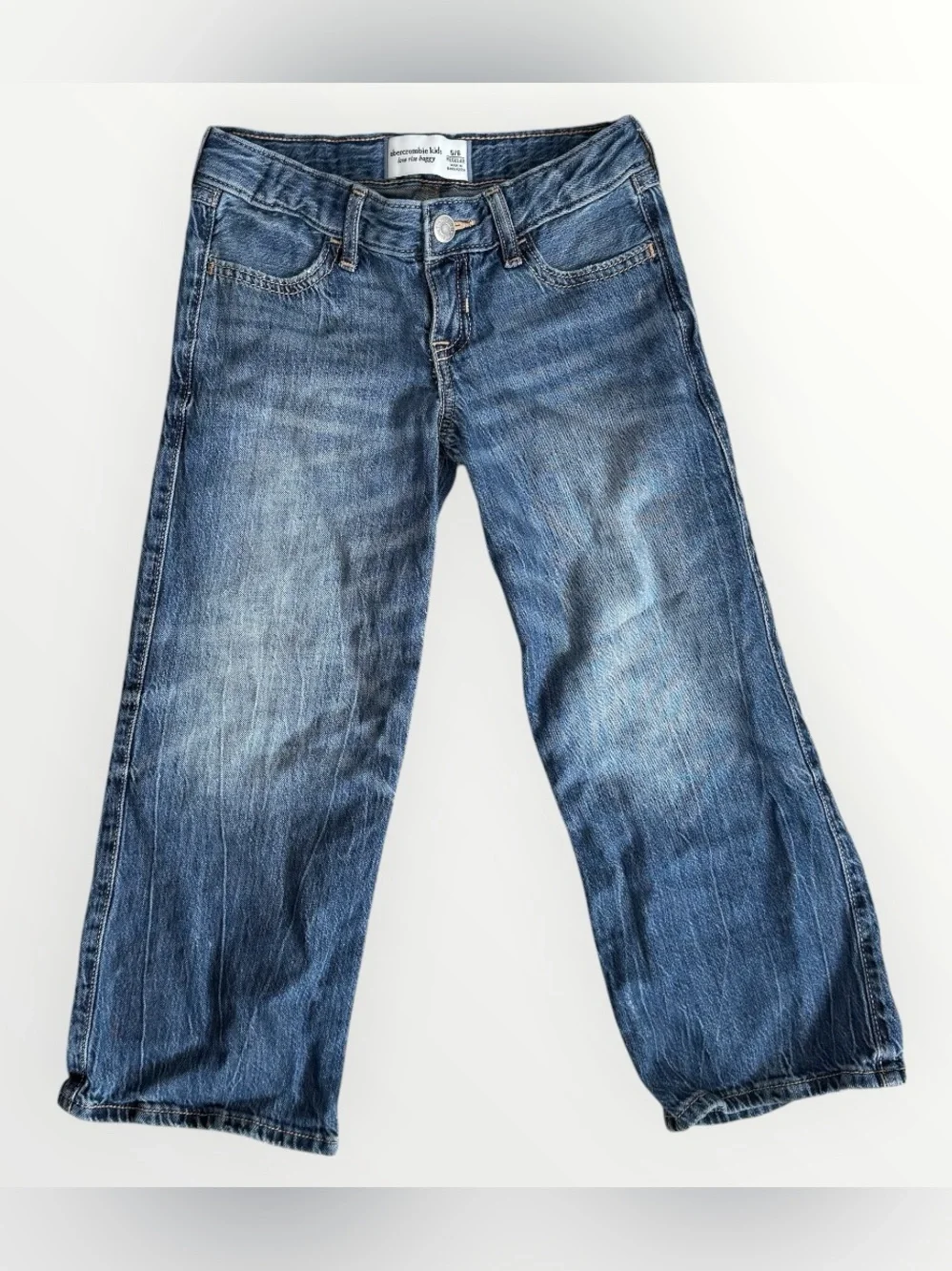 Abercrombie Kids Low Rise Baggy Fit Blue Denim Jeans Faded Medium Wash Size 5/6